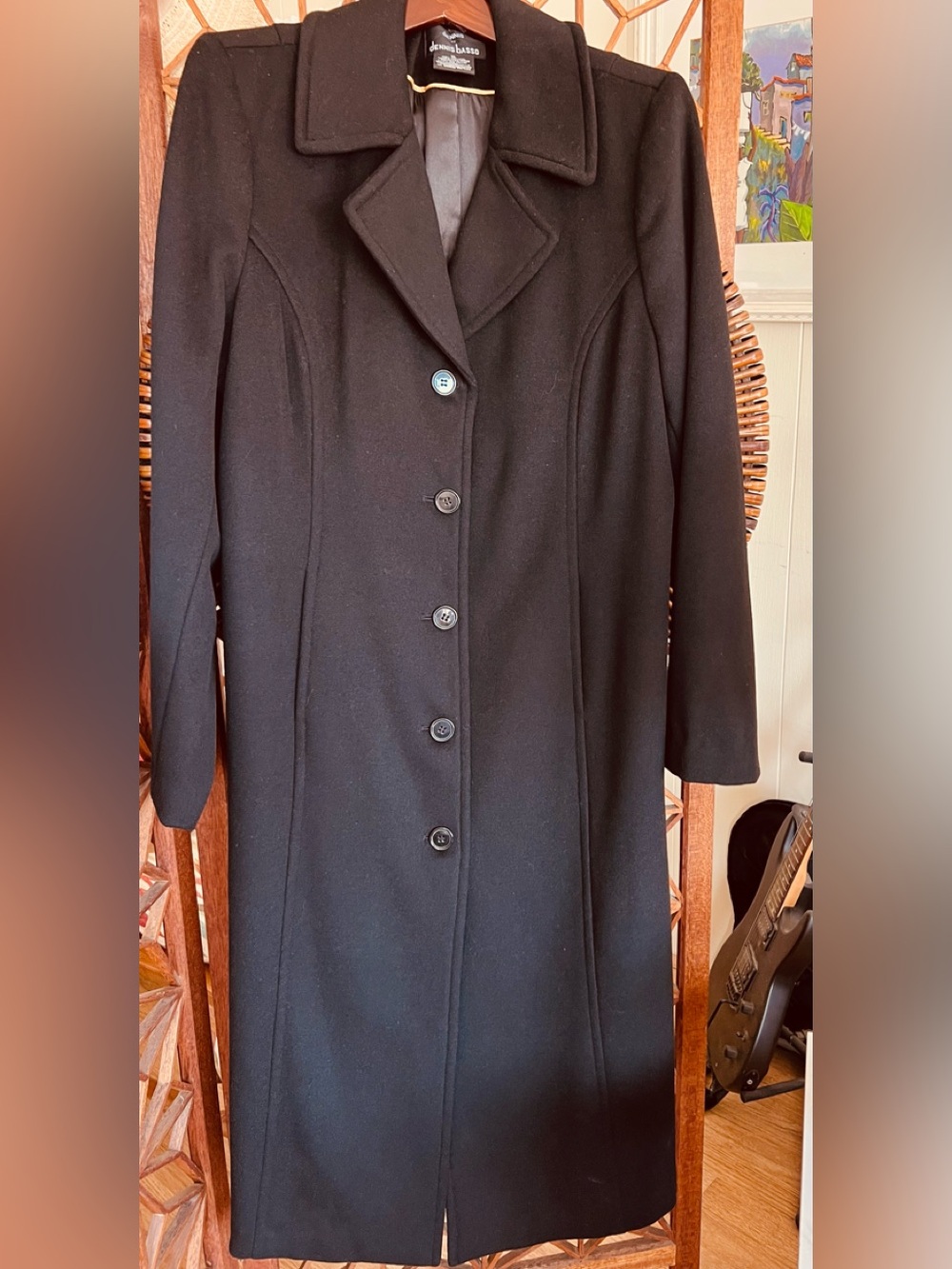 Dennis by Dennis Basso 100% Wool 49” Long Full Length Black Coat